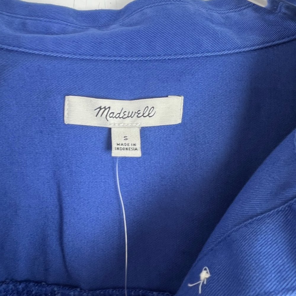 NWT Madewell Mini Shirtdress in Regenerative Chino Long Sleeve Blue Size Small S - Picture 5 of 12